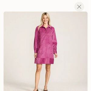 Women's Wide Wale Cord Popover Long Sleeve Shirt Dress large